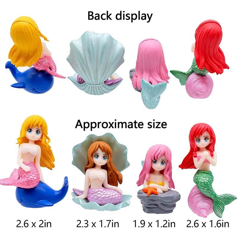 Décoration d'aquarium en plastique, petite sirène, Figurines miniatures, décoration de gâteau à faire soi-même, accessoires artisanaux de bureau - Animaleriex
