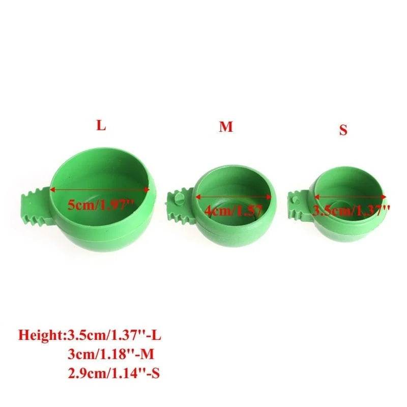 Mini bol d'eau et de nourriture en plastique vert pour perroquets, 3 pièces/ensemble, mangeoire en plastique pour oiseaux, Pigeons, Cage, tasse de sable, outil d'alimentation, accessoire - Animaleriex