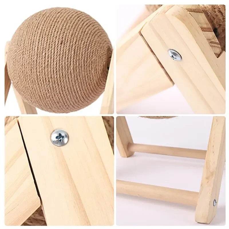 Cratchers pour chats, jouets en boule de Sisal et de bois, Triangle Stable pour chats, objets d'intérieur robustes, grattage frais sur support, rotation - Animaleriex