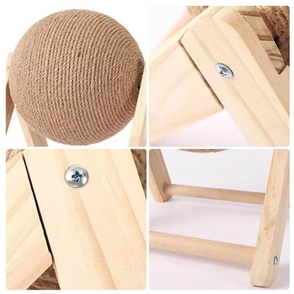 Cratchers pour chats, jouets en boule de Sisal et de bois, Triangle Stable pour chats, objets d'intérieur robustes, grattage frais sur support, rotation - Animaleriex