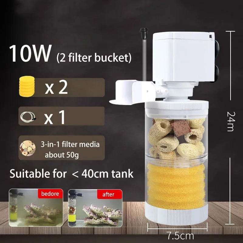 Filtre silencieux 220V 50Hz pour Aquarium, tortue, poisson, pompe à eau Submersible, Bio éponge, écumoire, fabricant de vagues, accessoires de filtres - Animaleriex