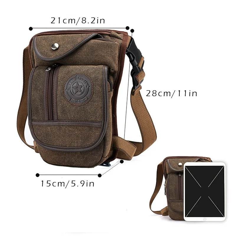 Sac banane en toile pour l'extérieur, unisexe, tactique, hanche, moto, vélo, épaule, cyclisme, multi-poches, taille décontractée, étanche - Animaleriex