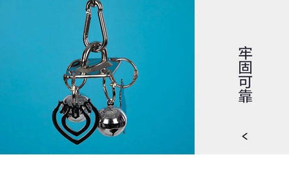Jouet perroquet en acier inoxydable 304, escalade, grand diamant de taille moyenne, Machine grise, Puzzle, Cage à oiseaux, présentoir suspendu - Animaleriex