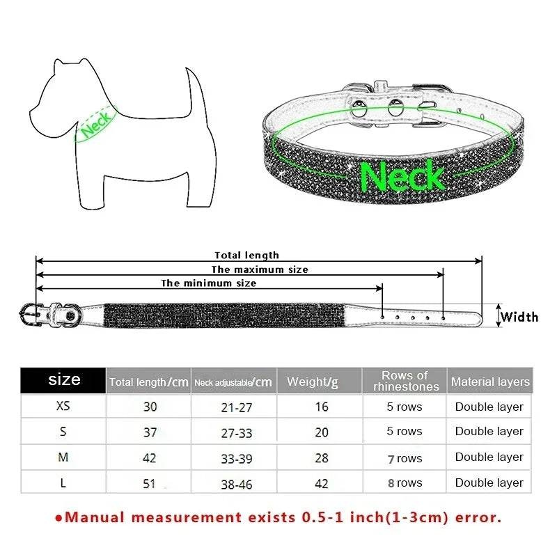 Collier pour chien en Fiber de daim et cristal, confortable, à paillettes, strass, en alliage de Zinc, avec boucle, pour petits chiens et chats, XXS-L - Animaleriex
