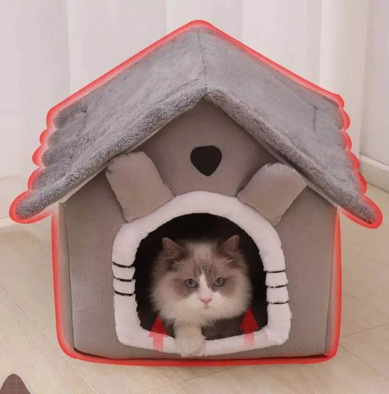 Niche d'intérieur lavable pour chat et chien, toutes saisons, coussin doux et amovible, niche pour animaux de petite et moyenne taille, fournitures durables pour animaux de compagnie - Animaleriex
