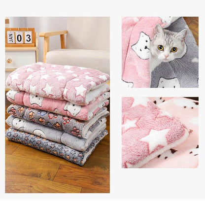 Tapis de couchage épais en flanelle respirant pour chat, coussin doux pour petit chien, couverture chaude d'hiver pour chat - Animaleriex