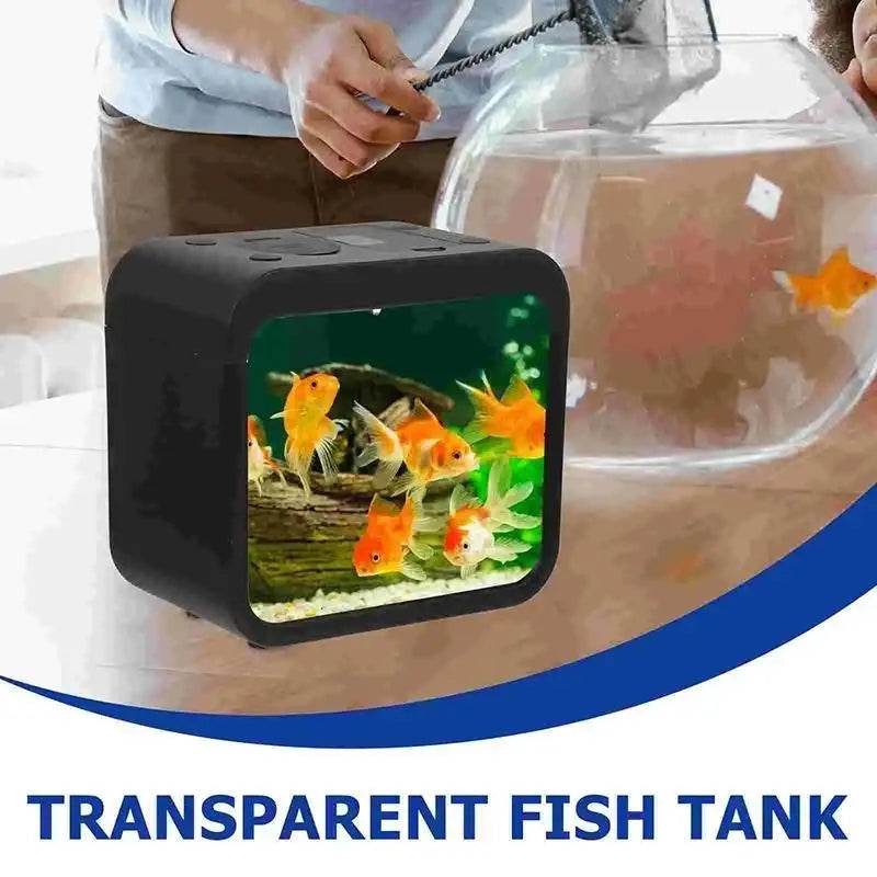 Transparent petit Aquarium créatif lumière LED Aquarium poissons blocs de construction isolé boîte réservoir pour reproduire l'alimentation Betta poisson rouge - Animaleriex