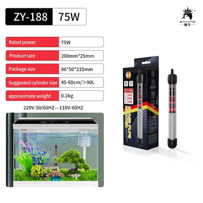 Tige chauffante à Thermostat à température réglable 110v-220v, 25W 50W 100W 200W 300W, Submersible pour Aquarium, réservoir de poissons, chaleur de l'eau - Animaleriex