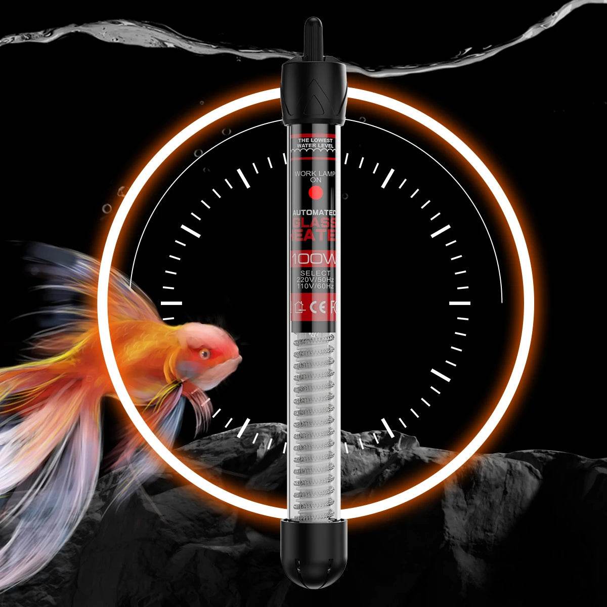 Tige chauffante à Thermostat à température réglable 110v-220v, 25W 50W 100W 200W 300W, Submersible pour Aquarium, réservoir de poissons, chaleur de l'eau - Animaleriex