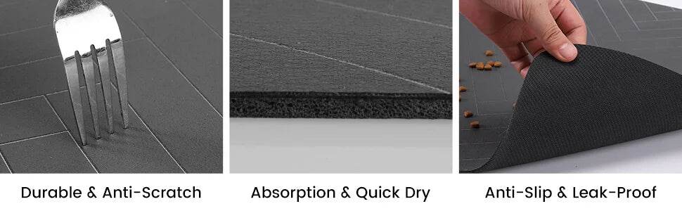 Tapis d'alimentation pour animaux de compagnie, napperon absorbant pour bol de nourriture et d'eau, avec support en caoutchouc imperméable, tapis d'eau à séchage rapide pour chien et chat - Animaleriex