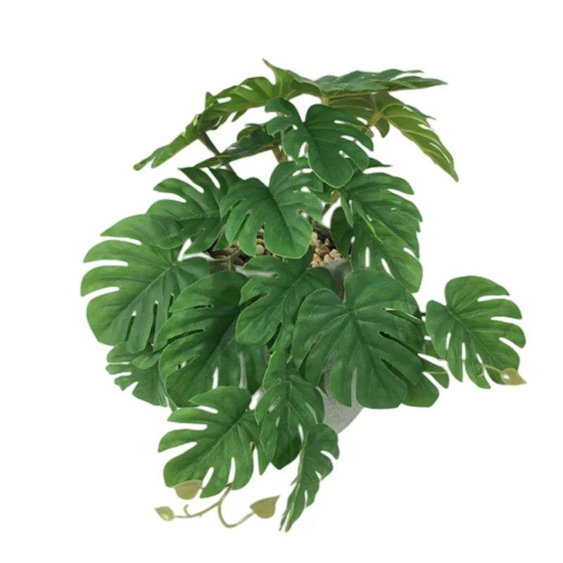 Plante de Terrarium artificielle pour amphibiens de reptiles, pour réservoir, décorations d'habitat pour animaux de compagnie, feuilles tropicales réalistes, feuille en plastique, rotin - Animaleriex