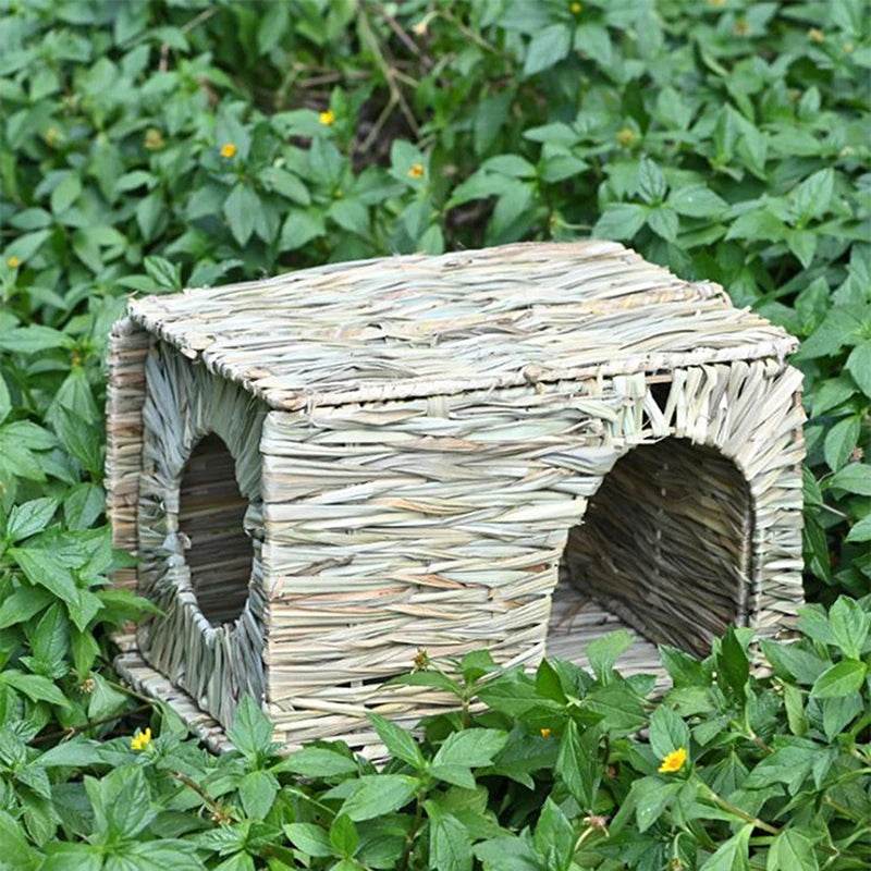 Cages à lapin tissées pliables pour animaux de compagnie, Hamster, cochon d'inde, lapin, herbe, jouet à mâcher, tapis, nid de lit de maison pour petits animaux, accessoires pour lapins - Animaleriex