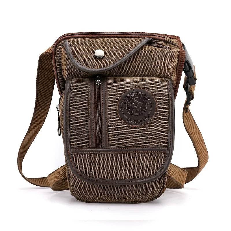 Sac banane en toile pour l'extérieur, unisexe, tactique, hanche, moto, vélo, épaule, cyclisme, multi-poches, taille décontractée, étanche - Animaleriex