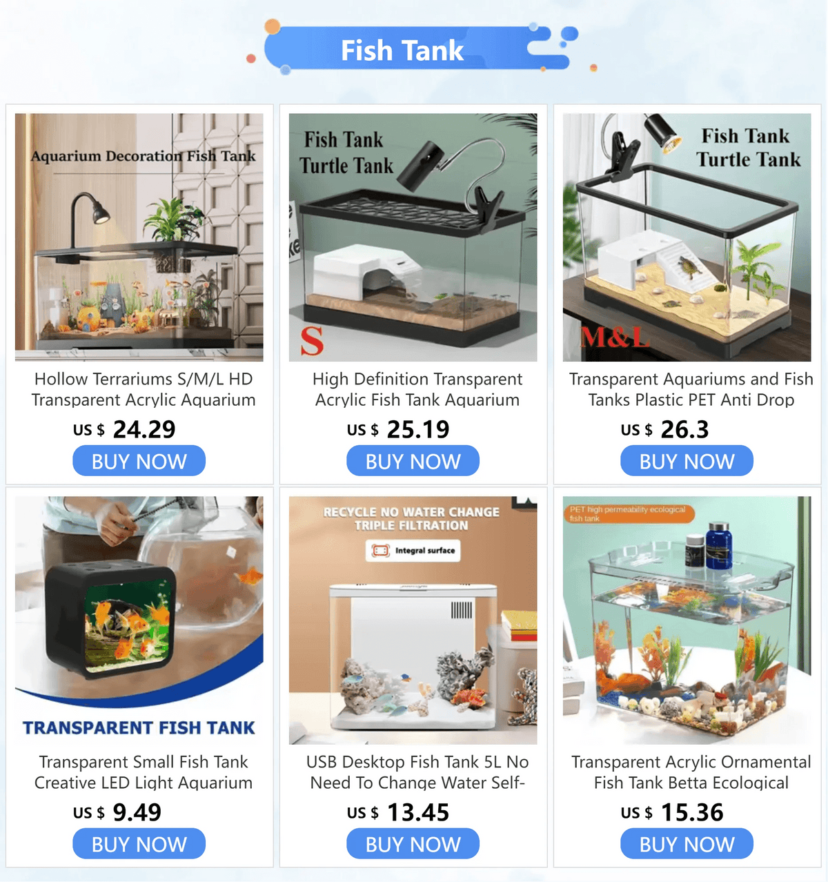 Transparent petit Aquarium créatif lumière LED Aquarium poissons blocs de construction isolé boîte réservoir pour reproduire l'alimentation Betta poisson rouge - Animaleriex