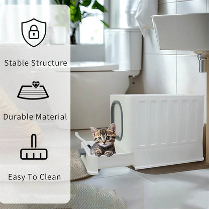 BingoPaw Bac à litière pour chat : pliable, entrée supérieure, très grande toilette pour chat avec couvercle, bac à litière pour chaton, design de tiroir facile à nettoyer - Animaleriex