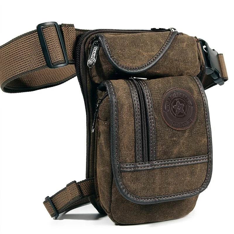 Sac banane en toile pour l'extérieur, unisexe, tactique, hanche, moto, vélo, épaule, cyclisme, multi-poches, taille décontractée, étanche - Animaleriex