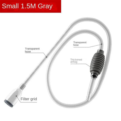 Siphon à changement d'eau pour Aquarium gris de qualité supérieure, tuyau mètre Flexible | Nettoyeur de gravier facile à utiliser - Animaleriex