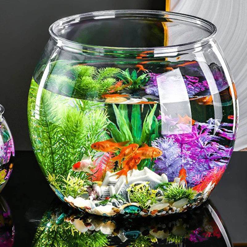 Bol à poisson rond transparent en plastique, Pot de réservoir pour Aquarium, Pot pour la neige, salon, table, Aquarium écologique - Animaleriex