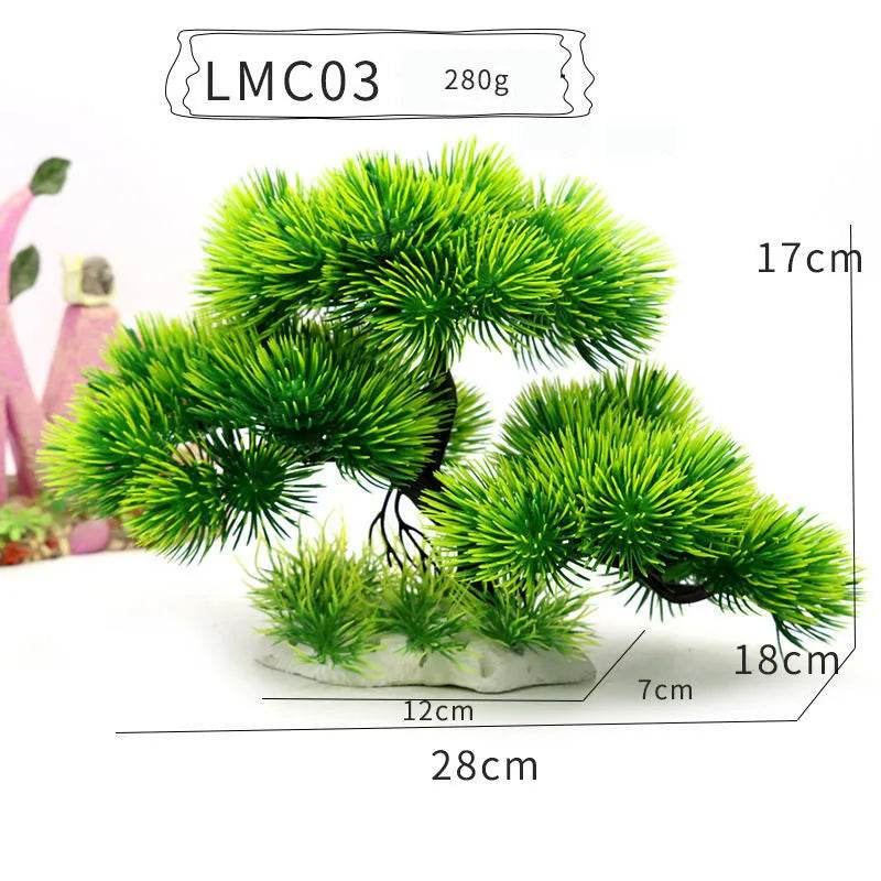 Ornements d'aquarium, plantes de Simulation, décorations d'aménagement paysager d'aquarium, plantes d'eau en plastique, fleurs, arbres, roches, accessoires - Animaleriex