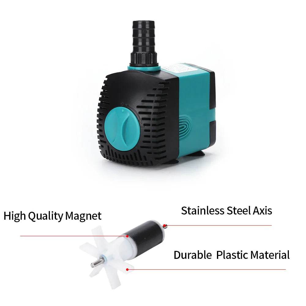 Pompe de fontaine d'eau Submersible Ultra silencieuse 3-60W, filtre pour étang à poissons, pompe à eau d'aquarium, fontaine de réservoir EU US 220V-240V - Animaleriex
