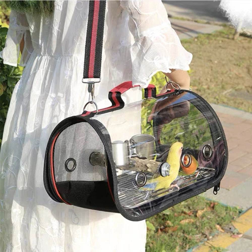 Cage de Transport pour oiseaux, transporteur de voyage avec perche, espace respirant, sac à dos de sortie pour perroquet, sac multifonctionnel pour oiseaux en plein air - Animaleriex