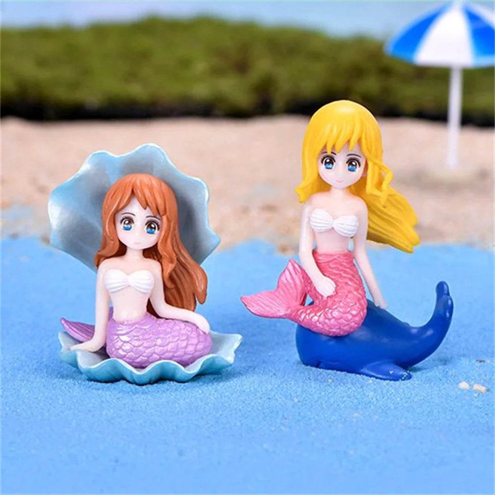 Décoration d'aquarium en plastique, petite sirène, Figurines miniatures, décoration de gâteau à faire soi-même, accessoires artisanaux de bureau - Animaleriex