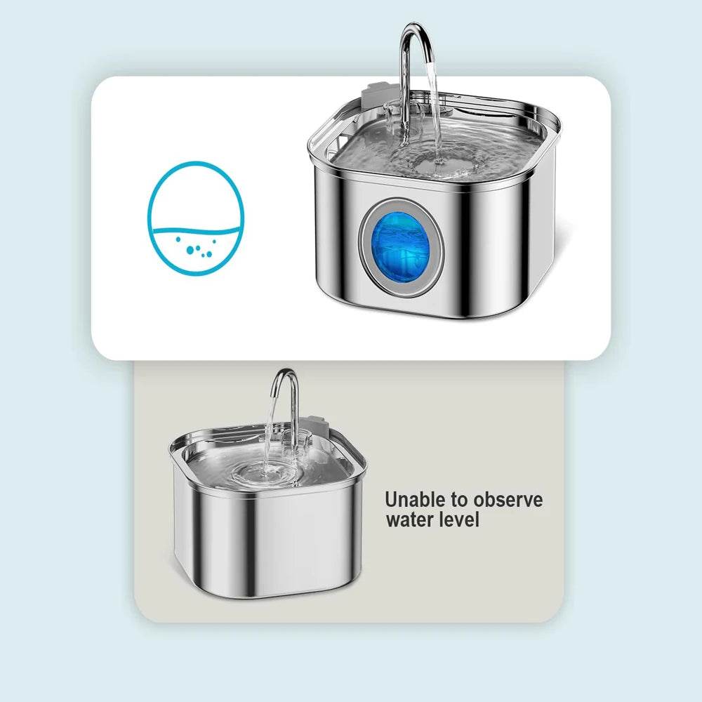 Distributeur d'eau en acier inoxydable pour animaux de compagnie, 3,2 l, fontaine automatique pour chat, distributeur d'eau intelligent pour chien, fenêtre visuelle, bol à boire, accessoires pour animaux de compagnie - Animaleriex
