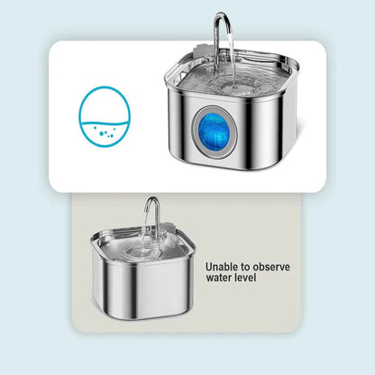 Distributeur d'eau en acier inoxydable pour animaux de compagnie, 3,2 l, fontaine automatique pour chat, distributeur d'eau intelligent pour chien, fenêtre visuelle, bol à boire, accessoires pour animaux de compagnie - Animaleriex