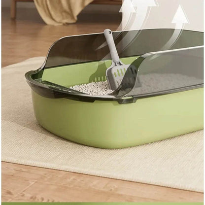 Bac à litière ouvert pour chat, toilettes épaisses pour animaux de compagnie, semi-fermées, résistantes aux éclaboussures, avec cuillère à litière, fournitures pour chats - Animaleriex