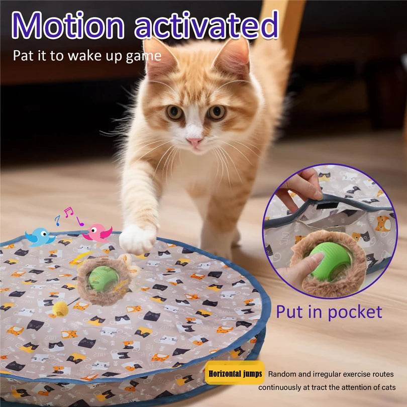 Jouets interactifs pour chat, balle à roulement rapide dans une pochette, jouet pour chaton, cache-cache, activé par le mouvement, pour l'intérieur - Animaleriex