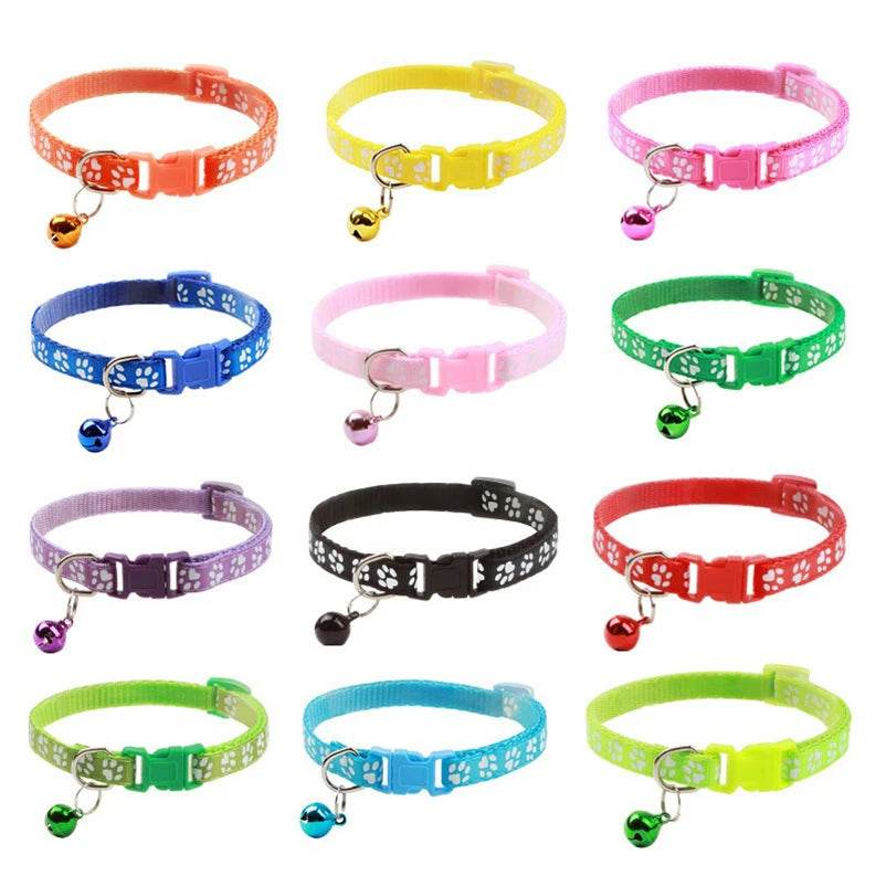 Collier pour animaux de compagnie à la mode, motif coloré, cloche mignonne, colliers réglables pour chats chaton, anneau DIY, accessoires pour animaux de compagnie - Animaleriex