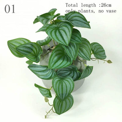 Plante de Terrarium artificielle pour amphibiens de reptiles, pour réservoir, décorations d'habitat pour animaux de compagnie, feuilles tropicales réalistes, feuille en plastique, rotin - Animaleriex