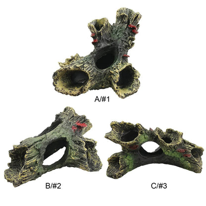 Décor de bûches creuses d'aquarium multifonction en résine, grotte de cachette de poisson Non toxique, décoration en bois mort pour Aquarium - Animaleriex