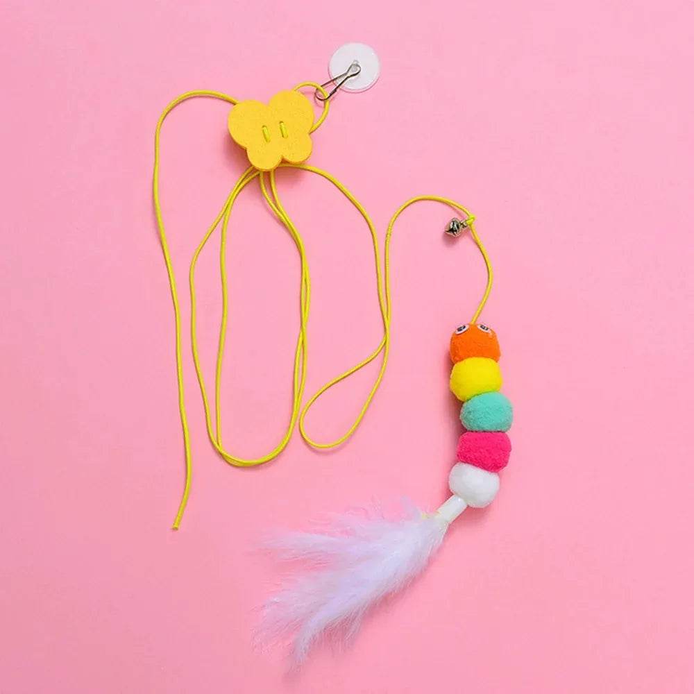 Jouets pour animaux de compagnie, bâton amusant pour chaton, corde élastique auto-salut, forme de libellule, cloche à plumes, bâton de taquin suspendu, balançoire, milliers - Animaleriex