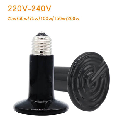 Lampe chauffante en céramique pour animaux de compagnie, à infrarouge lointain, 25W, 50W, 75W, 100W, 150W, 200W, 110V, 220V, pour reptiles, tortues, couveuse, émetteur de chaleur - Animaleriex