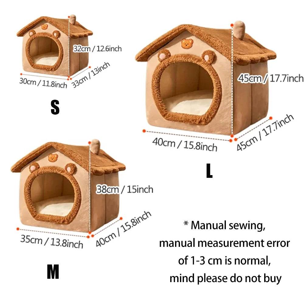 Niche d'intérieur lavable pour chat et chien, toutes saisons, coussin doux et amovible, niche pour animaux de petite et moyenne taille, fournitures durables pour animaux de compagnie - Animaleriex