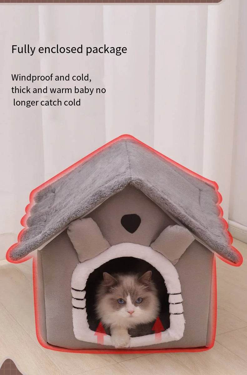 Niche d'intérieur lavable pour chat et chien, toutes saisons, coussin doux et amovible, niche pour animaux de petite et moyenne taille, fournitures durables pour animaux de compagnie - Animaleriex