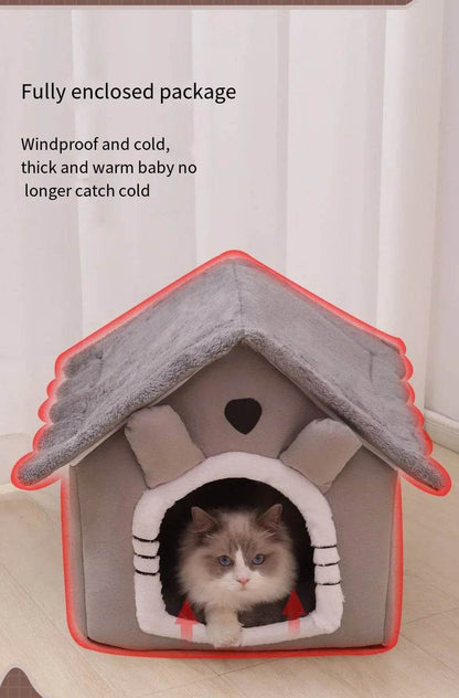 Niche d'intérieur lavable pour chat et chien, toutes saisons, coussin doux et amovible, niche pour animaux de petite et moyenne taille, fournitures durables pour animaux de compagnie - Animaleriex