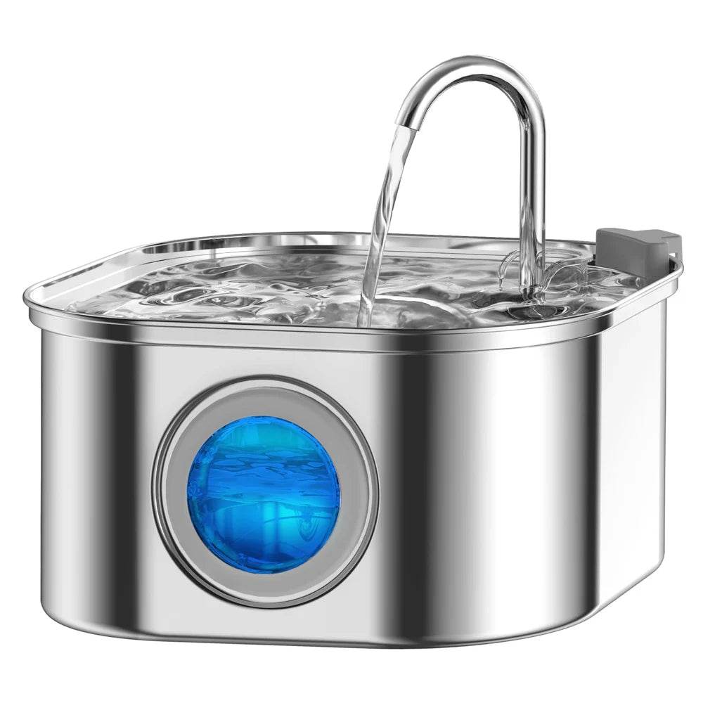 Distributeur d'eau en acier inoxydable pour animaux de compagnie, 3,2 l, fontaine automatique pour chat, distributeur d'eau intelligent pour chien, fenêtre visuelle, bol à boire, accessoires pour animaux de compagnie - Animaleriex