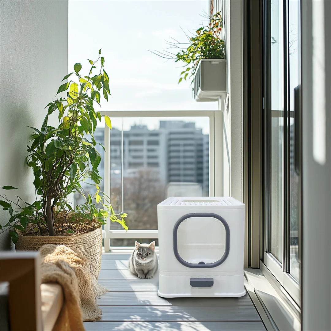 BingoPaw Bac à litière pour chat : pliable, entrée supérieure, très grande toilette pour chat avec couvercle, bac à litière pour chaton, design de tiroir facile à nettoyer - Animaleriex