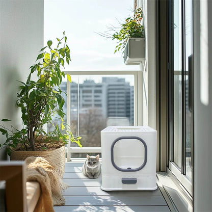 BingoPaw Bac à litière pour chat : pliable, entrée supérieure, très grande toilette pour chat avec couvercle, bac à litière pour chaton, design de tiroir facile à nettoyer - Animaleriex