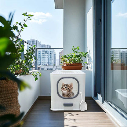 BingoPaw Bac à litière pour chat : pliable, entrée supérieure, très grande toilette pour chat avec couvercle, bac à litière pour chaton, design de tiroir facile à nettoyer - Animaleriex