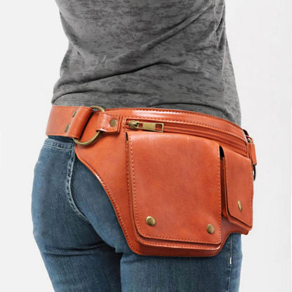 Sac de taille de Style moto Punk Cool, sac de ceinture réglable rétro pour Sports de plein air, sac banane à la mode - Animaleriex
