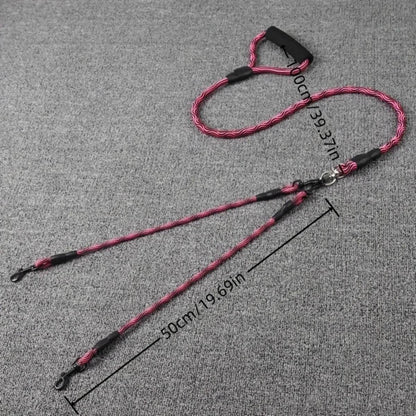 Corde de marche pour chien à double tête pour animaux de compagnie avec motif ondulé, une corde de traction à deux traînées, anti-enroulement et détachable - Animaleriex