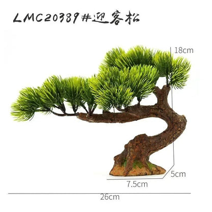 Ornements d'aquarium, plantes de Simulation, décorations d'aménagement paysager d'aquarium, plantes d'eau en plastique, fleurs, arbres, roches, accessoires - Animaleriex