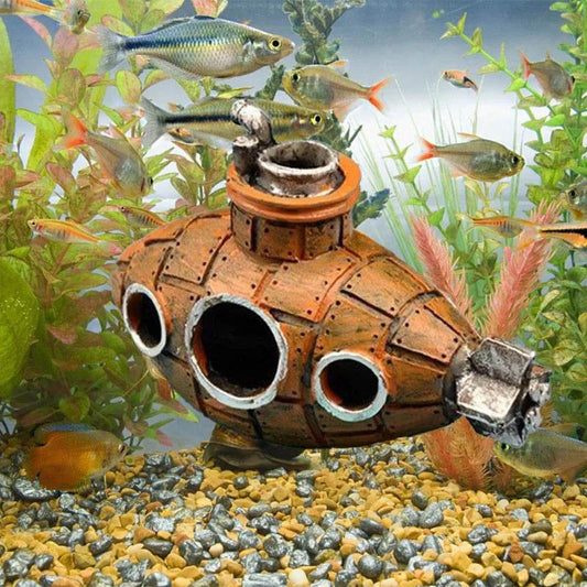 Décorations d'aquarium de poissons, paysage, épave sous-marine, bateau Vintage en résine, accessoires d'aquarium, décorations pour la maison - Animaleriex