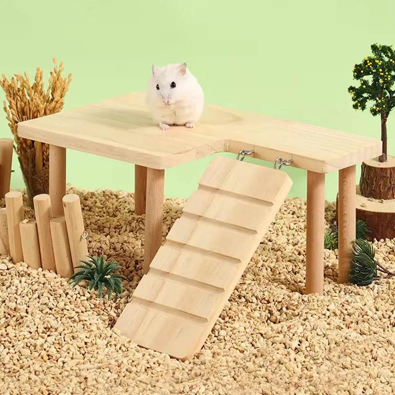Hamster échelle en bois plate-forme planche à sauter aire de jeux Hamster escalade jouet petits animaux escaliers jouet Hamster souris Cage accessoires - Animaleriex