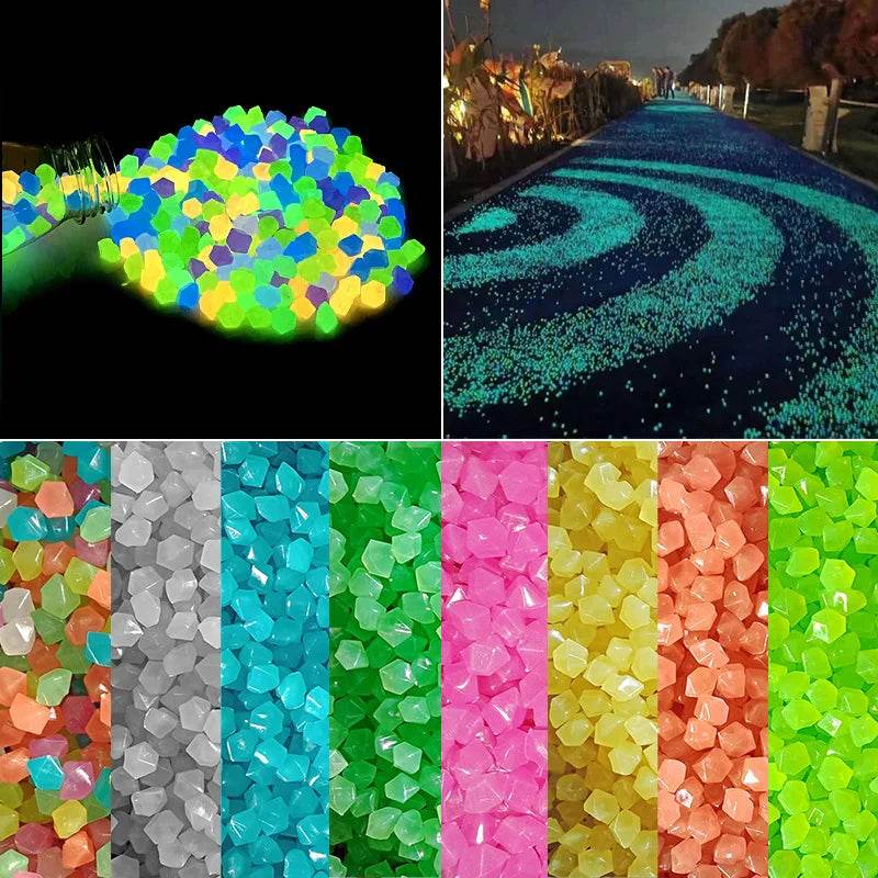 Pierres lumineuses pour Aquarium, 50/100/200 pièces, ornement pour Aquarium, galets qui brillent dans la nuit, décorations extérieures pour cour, pelouse, chemin, allées - Animaleriex