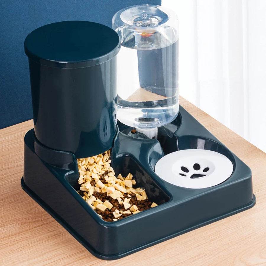 Ensemble de distributeur d'eau automatique pour chat, distributeur automatique d'eau et de nourriture pour animaux de compagnie incliné 2 en 1, distributeur de nourriture et d'eau par gravité - Animaleriex
