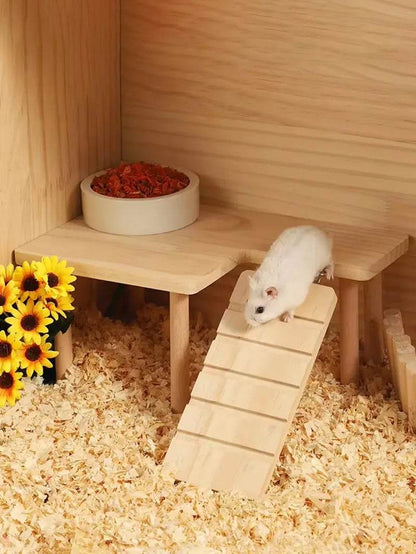 Hamster échelle en bois plate-forme planche à sauter aire de jeux Hamster escalade jouet petits animaux escaliers jouet Hamster souris Cage accessoires - Animaleriex